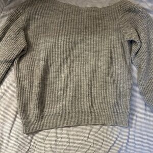 Gray Women's Sweater Off The Shoulder